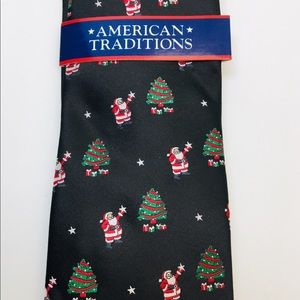Black Christmas Tie Santa Trees NEW
